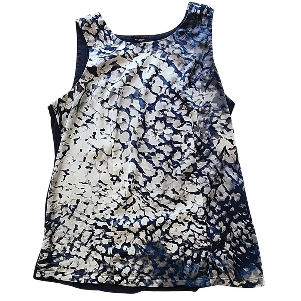 Ann Taylor Beige and Black Floral Tank Top Medium
